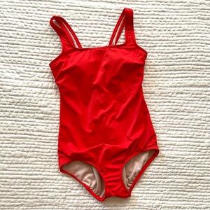 LANDS’ END Bright Red One-Piece Tank Swimsuit